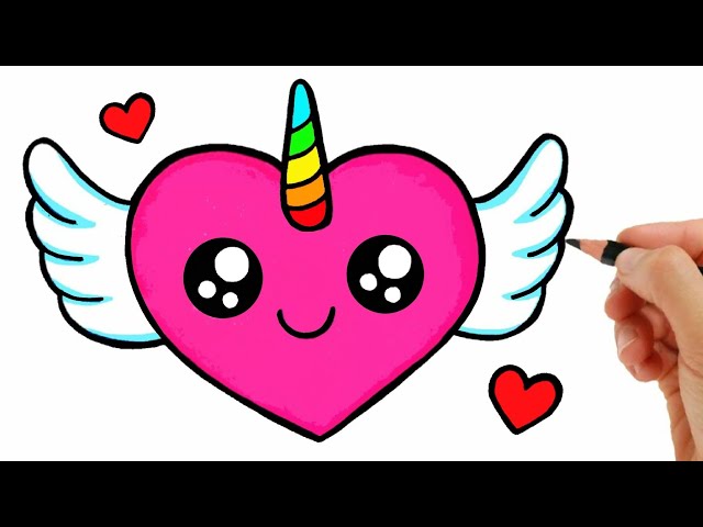 HOW TO DRAW A HEART WITH WINGS EASY - DRAWING A CUTE HEART - YouTube