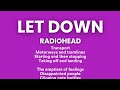 Radiohead Let Down Lyrics You Know You Know Where You Are With Lyrics 