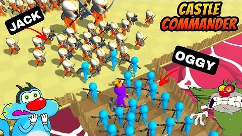 OGGY, JACK, SHINCHAN AND CHOP PLAYING CASTLE COMMANDER GAME | NOOB VS PRO VS HACKER | OGGY GAME