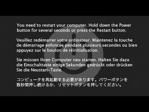 message d'erreurs de redémarrage imac