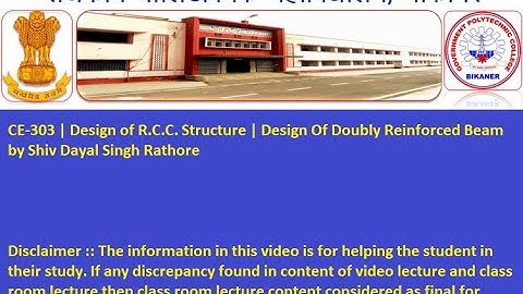 CE-303 | Design of R.C.C. Structure | Design Of Doubly Reinforced Beam by Shiv Dayal Singh Rathore