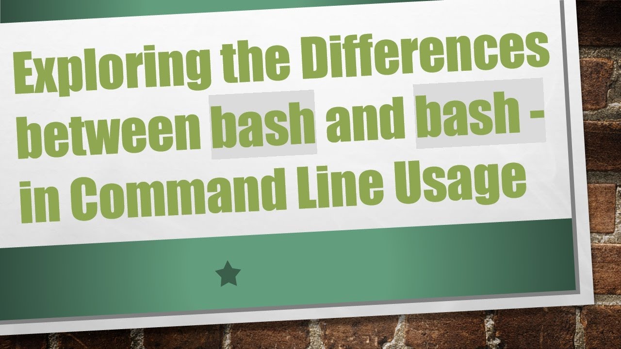 Exploring the Differences between bash and bash - in Command Line Usage ...