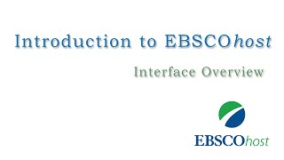 Introduction to Ebscohost