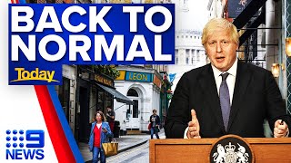 Boris Johnson to lift all restrictions tomorrow | Coronavirus | 9 News Australia