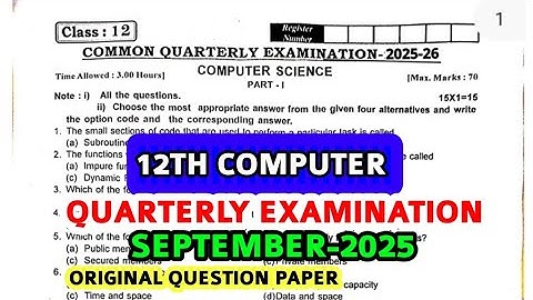 12th std ComputerScience Quarterly Exam September-2025 original Englishmedium original Questionpaper