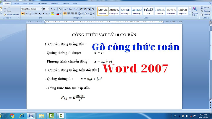 Cách cài công thức toán trong word 2007 năm 2024