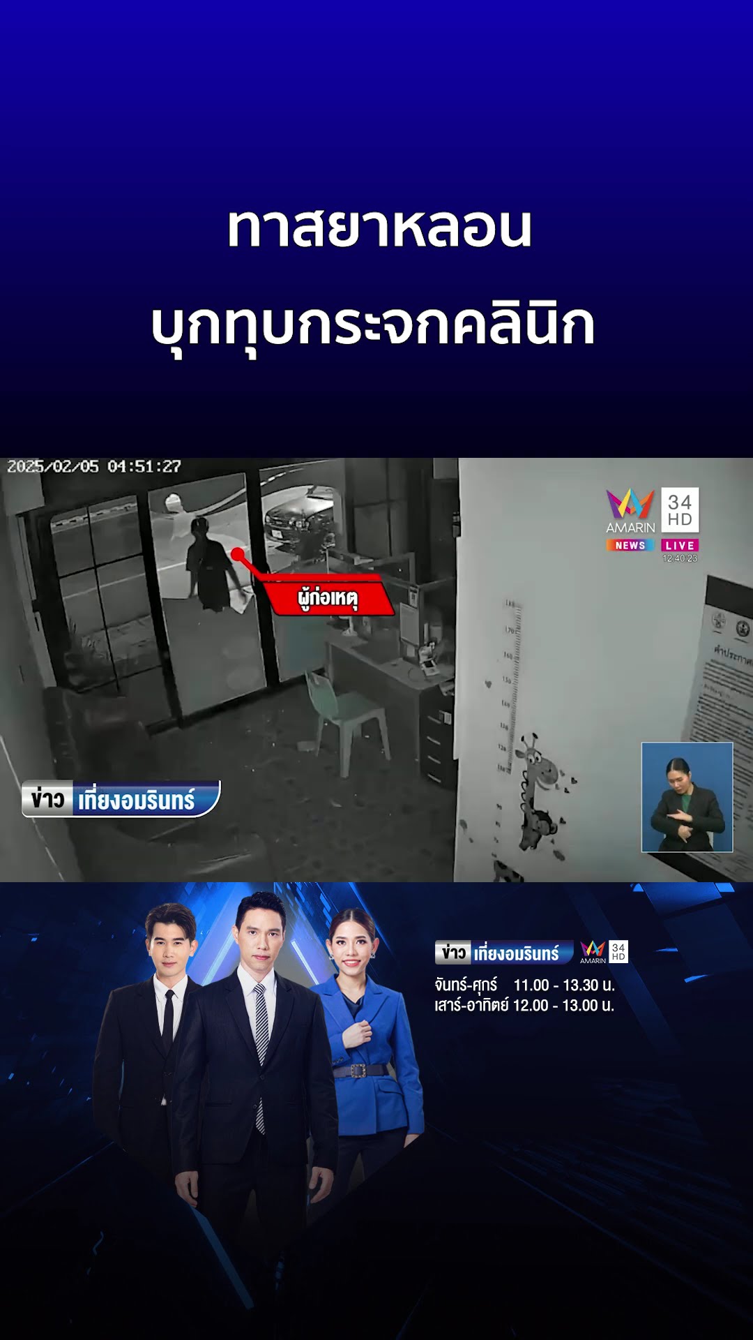 ทาสยาหลอน บุกทุบกระจกคลินิก | ข่าวเที่ยงอมรินทร์