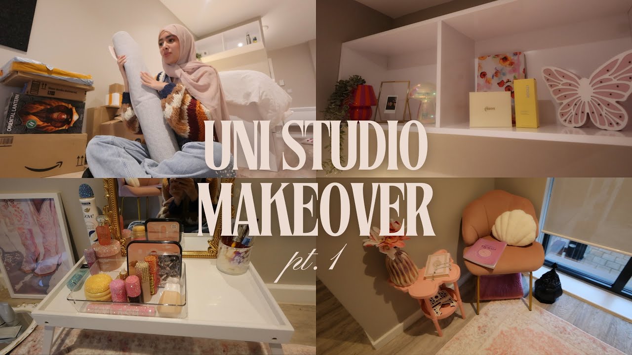 university studio makeover🌟pt.1 | room decor, organizing and unboxings!