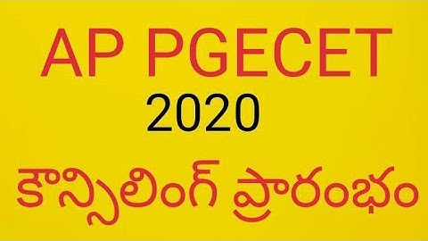 Ap pgecet counselling 2020 notification Released
