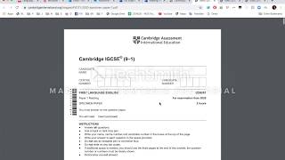 A Guide To The Cie Igcse English Language Paper 1 Reading