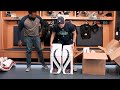 Seattle Kraken goalie Chris Driedger unboxes his new pads