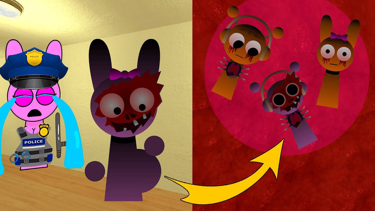 Ужасный Спрунки Пинки будет с тремя маленькими Спрунки, которые хотят уничтожить полицию Пинки? G...