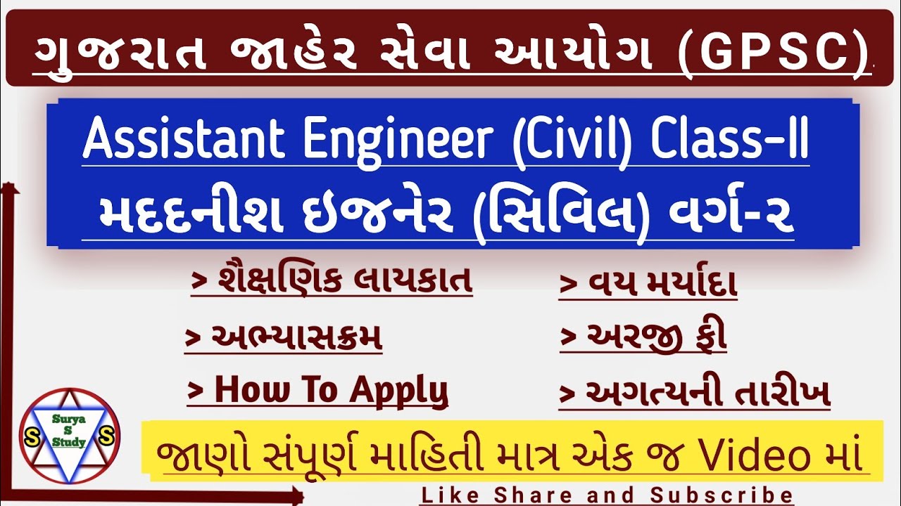 Gpsc Assistant Engineer Civil Class 2 Recruitment 2022 Gpsc AE Class 