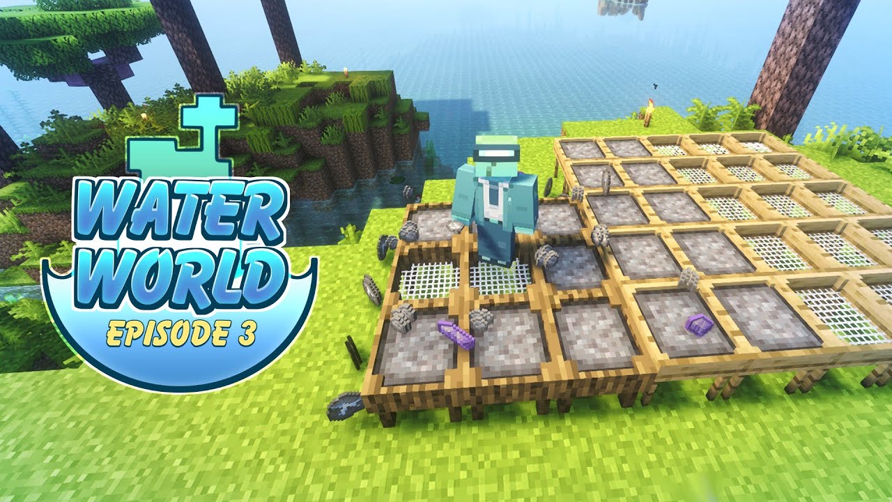 Getting Resources in a Water World Minecraft Mod Pack - YouTube