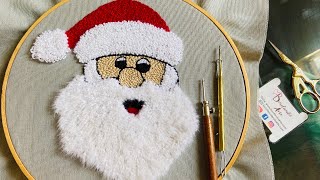 Bordar con aguja maravillosa o aguja mágica Santa Clos | Embroidery Punch Needle con efecto peinado