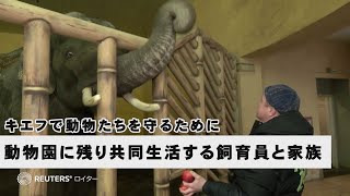 キエフで動物たちを守るために、動物園に残り共同生活する飼育員と家族