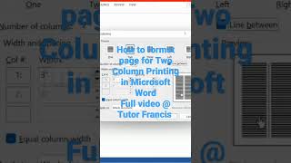 How to Format page for Double Column Printing in Microsoft Word