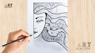 Beautiful Girl Hair Mandala Art for Beginners | Mandala Drawing || Arts Academy