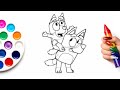 Bluey Drawing for Kids 💙 Easy Cartoon Coloring