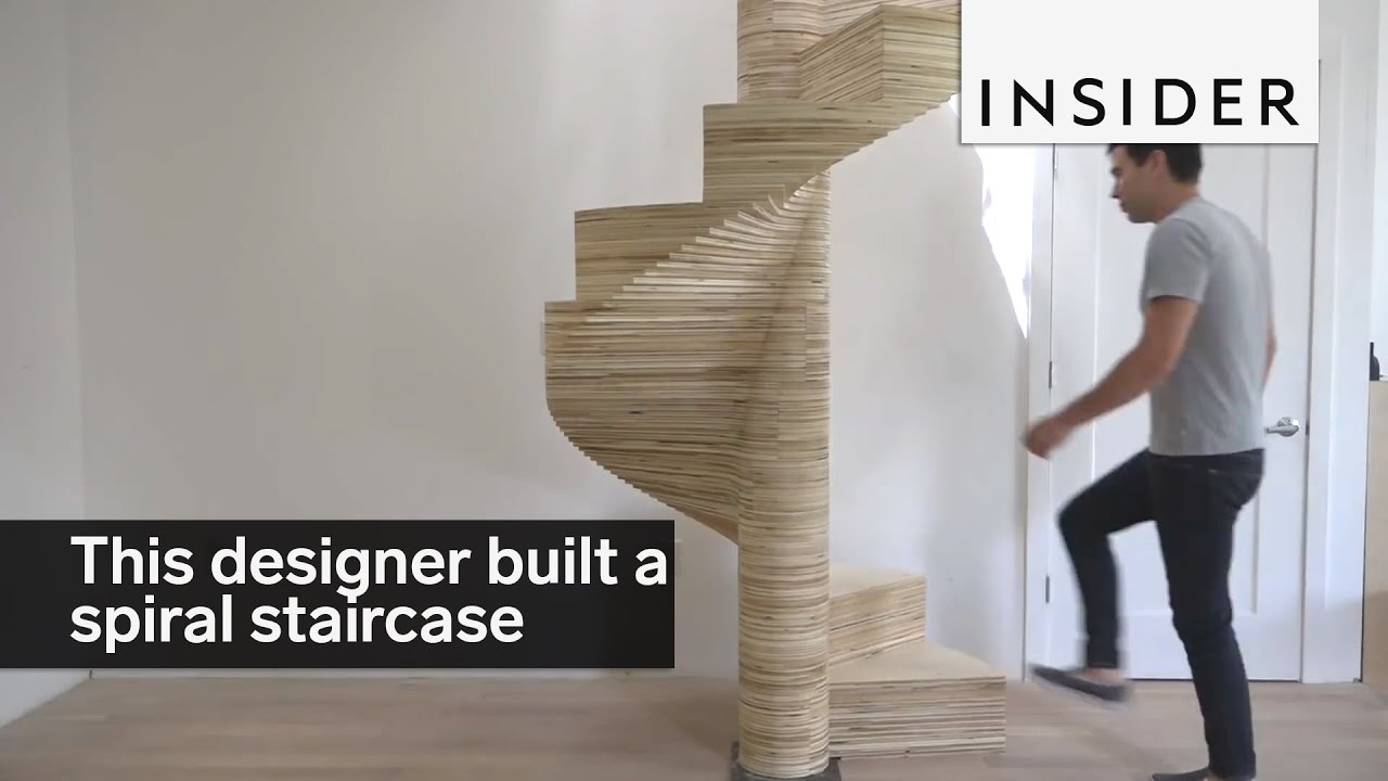 Designer Built An Awesome Spiral Staircase Out Of Plywood Youtube