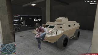 GTA 5  Liberty City Police Station Shootout / APC Tank Rampage + Six Star Escape