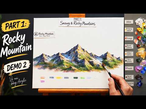 PART 1 | Snowy & Rocky Mountain | Acrylic Painting Tutorial