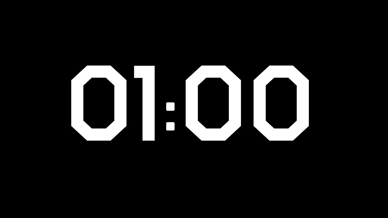 1 Minute Timer Countdown | 60 Second Black Screen with Alarm Sound