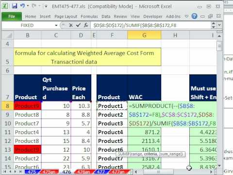 Video: Hur beräknar du vägd genomsnittlig kostnad för lager i Excel?
