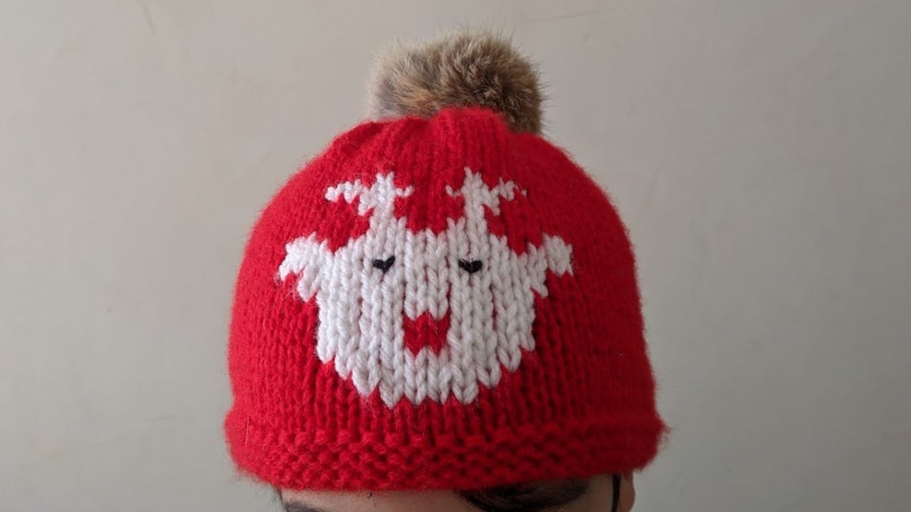 Bonnet Père Noël tricot/ Gorro de papa noel dos agujas 