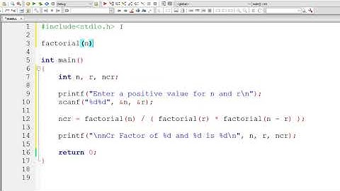 C Program To Find nCr Factorial