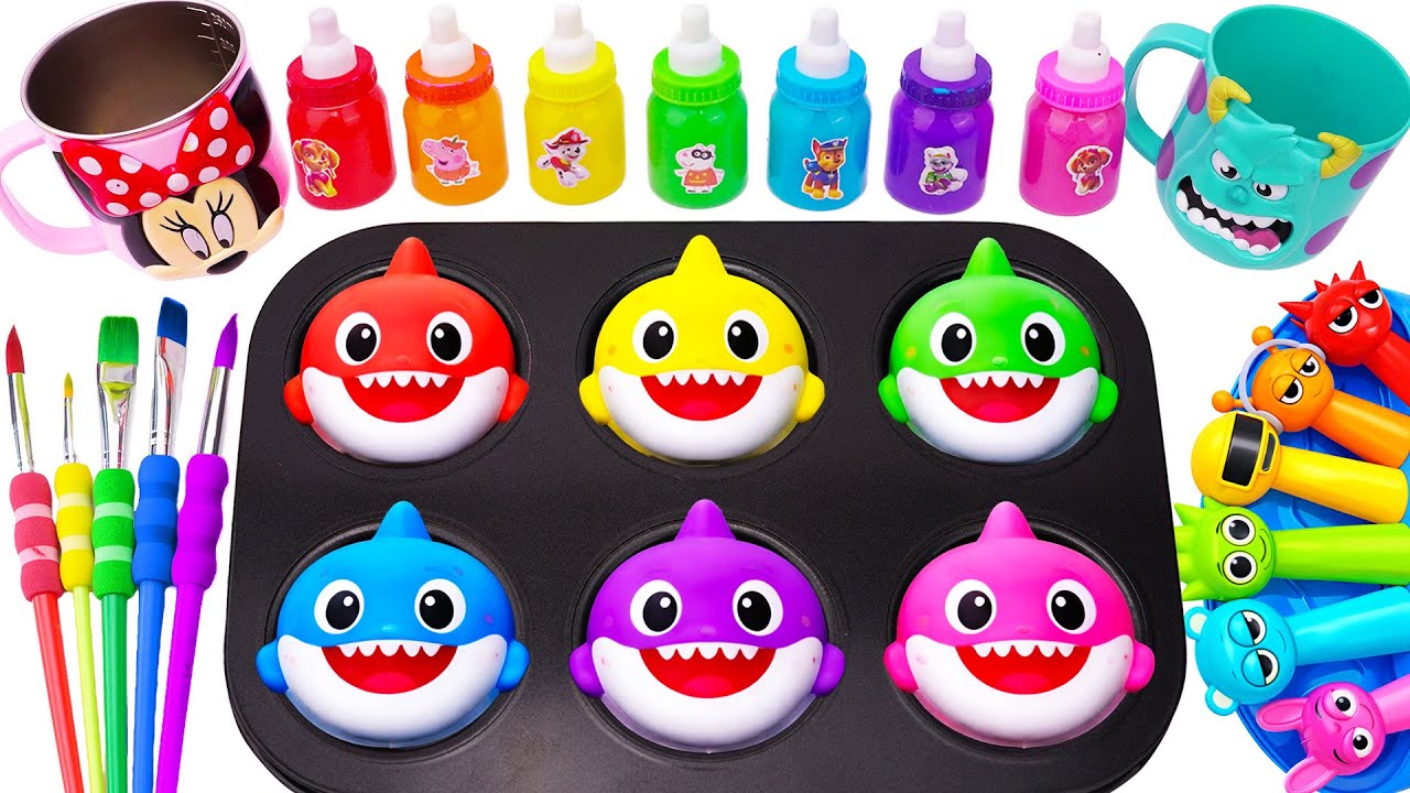 Satisfying Video 🌈 How To Make Rainbow Baby Shark With Glitter Slime And Glossy SPRUNKI Cutting ASMR