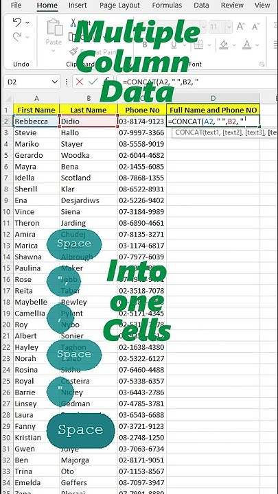 Combine Multiple Cell Data into One Cell in MS Excel - YouTube