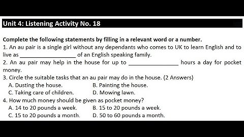 Unit 4: Listening Activity No.18