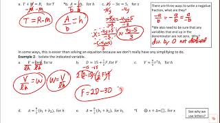 1.1 Formulas and Solving for Specified Variable
