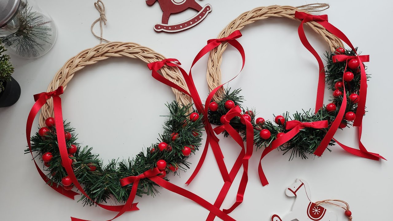 겨울 분위기에 찰떡 🎄라탄 크리스마스🎄 리본 리스 만들기 라탄클래스21