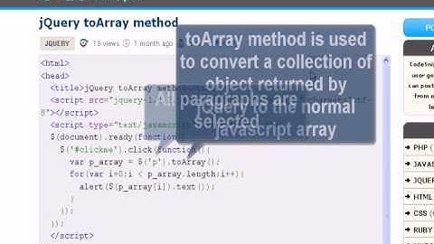 JQUERY Tutorial : jQuery toArray method