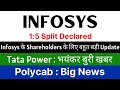 Infosys share latest news  15 split declared  tata power share latest news  polycab share news
