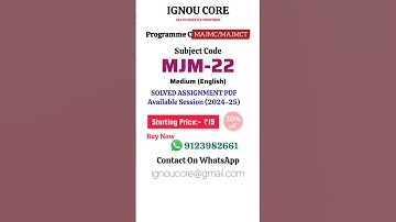 MJM 22 Solved Assignment PDF 2024-25 in English, MAJMC/MAJMCT program MJM-22 Solved assignments