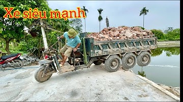 Dàn Công nông 3 khối chở ĐẤT cực mạnh máy nổ 40 ngựa | ô tô , máy xúc múc cát | great truck