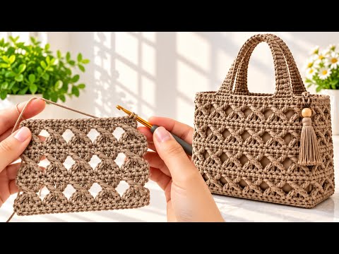 This Crochet Bag Is So Beautiful! 🤎 Easy Lattice Crochet Bag Tutorial