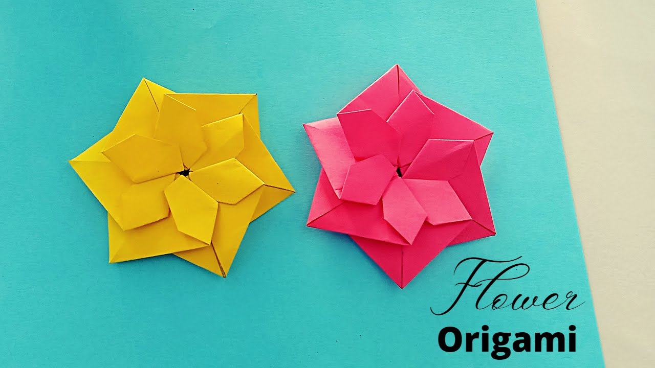 Paper flower Origami Two Faced flower origami Craftboat YouTube