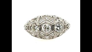 Art Deco Diamond Engagement Ring 1ct Transitional Original Late 1930's Platinum