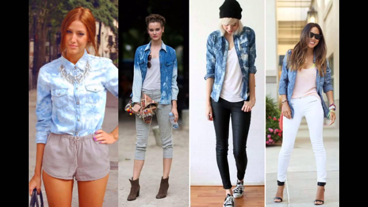 OUTFITS MODA DENIM 2022 TENDENCIA CAMISA JEANS COMO VESTIR CON CAMISA ...