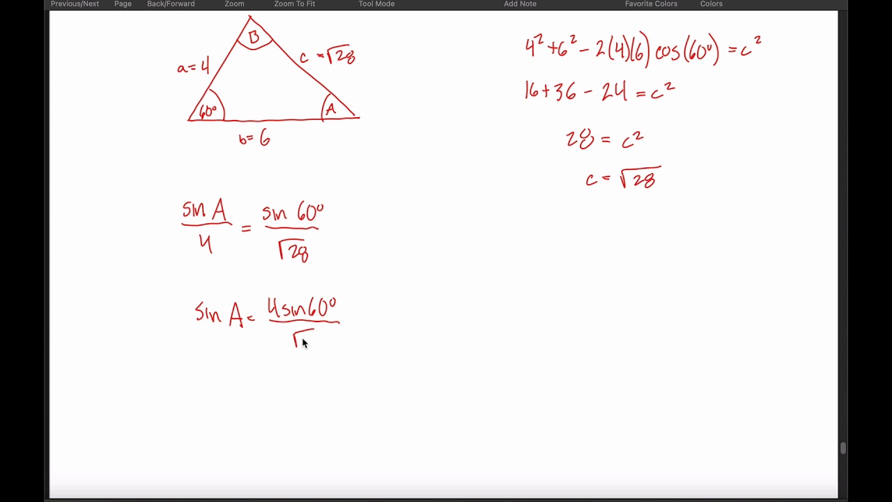 8.2: Law of Cosines - Find a side length - YouTube