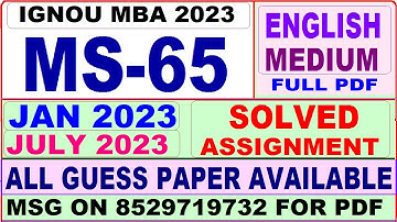 ms 65 solved assignment 2023 / ms 65 solved assignment 2022-23 / ignou ms 65 2023-24