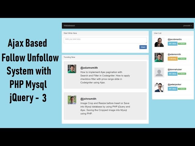 Ajax Based Follow Unfollow System with PHP Mysql jquery - 3