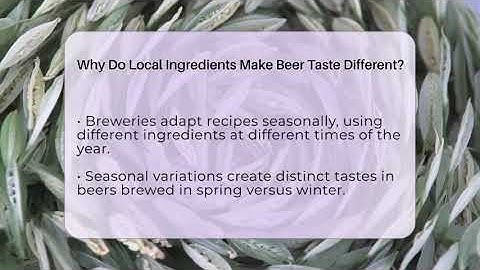 Why Do Local Ingredients Make Beer Taste Different? - The Pint Guy