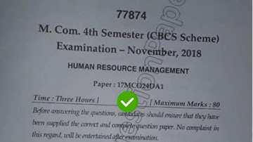 2018 Mdu MCom 4th Sem Reappear Human Resource Management Question Paper
