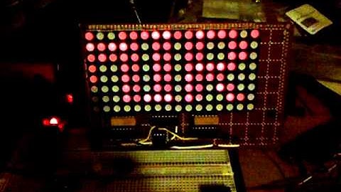 ATtiny85 + 74HC595 + dual 8x8 LED matrix