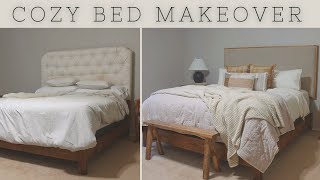 MAKE YOUR BED COZY | BED MAKEOVER + DIY HEADBOARD